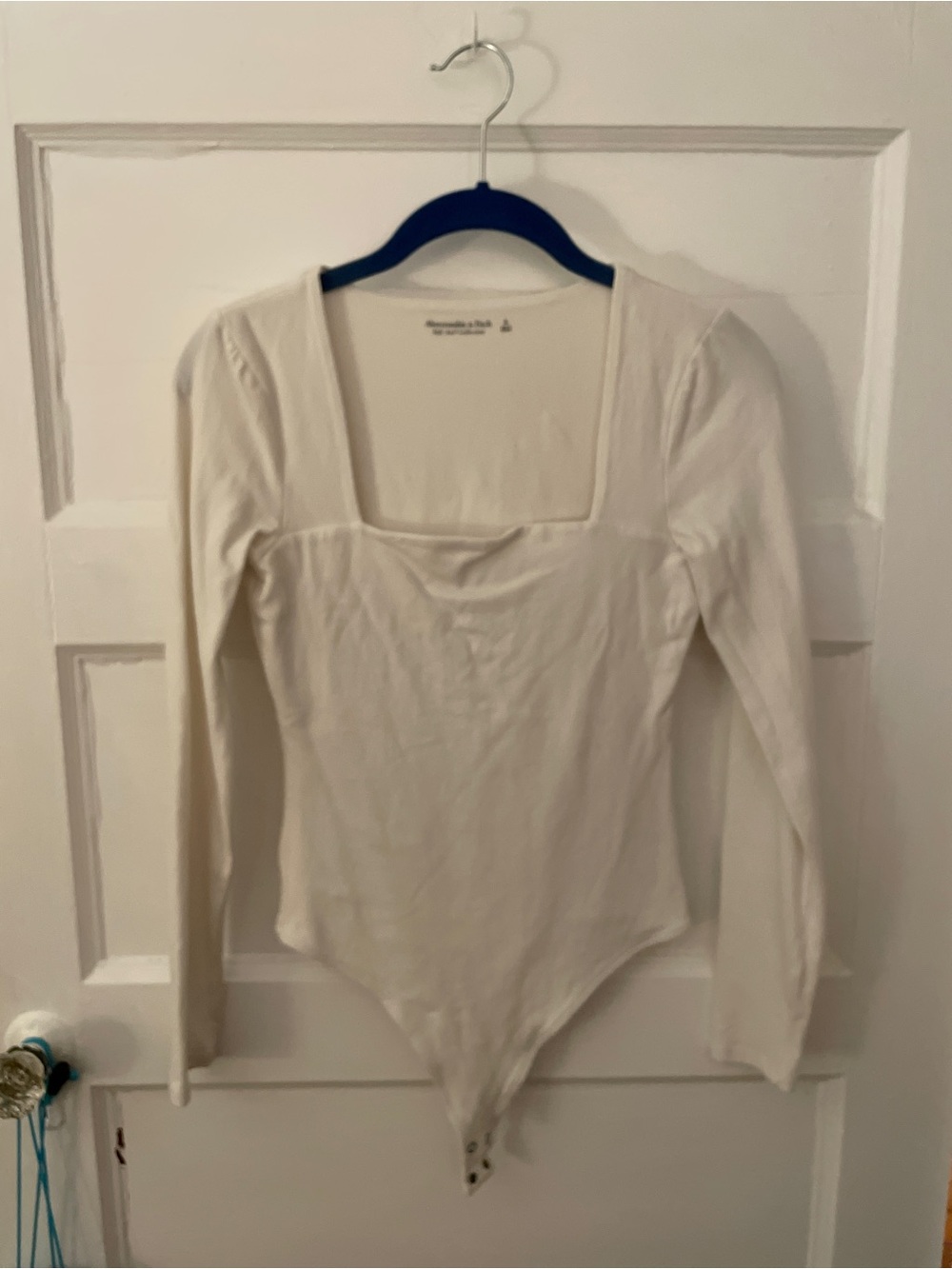 Soft A&F Long Sleeve Square Neck Bodysuit - White